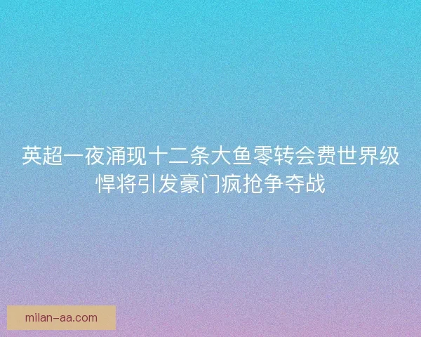 英超一夜涌现十二条大鱼零转会费世界级悍将引发豪门疯抢争夺战